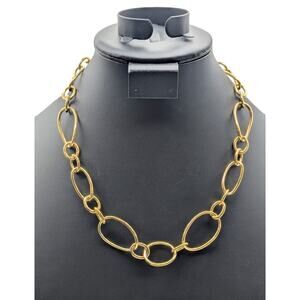 Vintage Joan Rivers Chunky Gold Tone Oval Loopy Link Chain 17"-20" Necklace